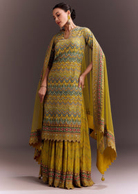 Yellow Embroidered Palazzo Suit